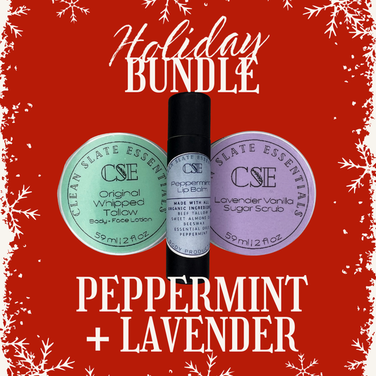 Holiday Gift Bundle - Lip Balm, Sugar Scrub, & Tallow Lotion!